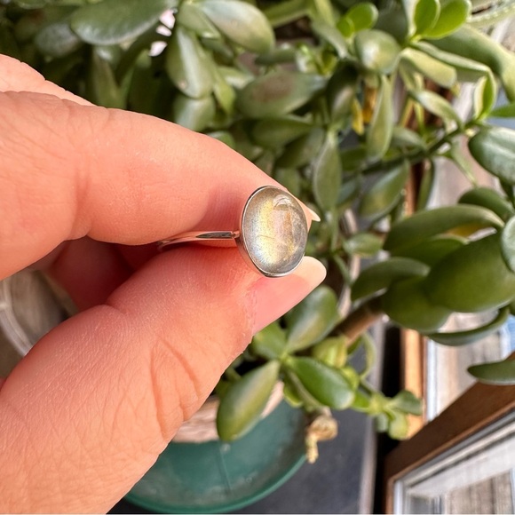 Jewelry - Labradorite sterling silver thin stacking ring size 9.5
